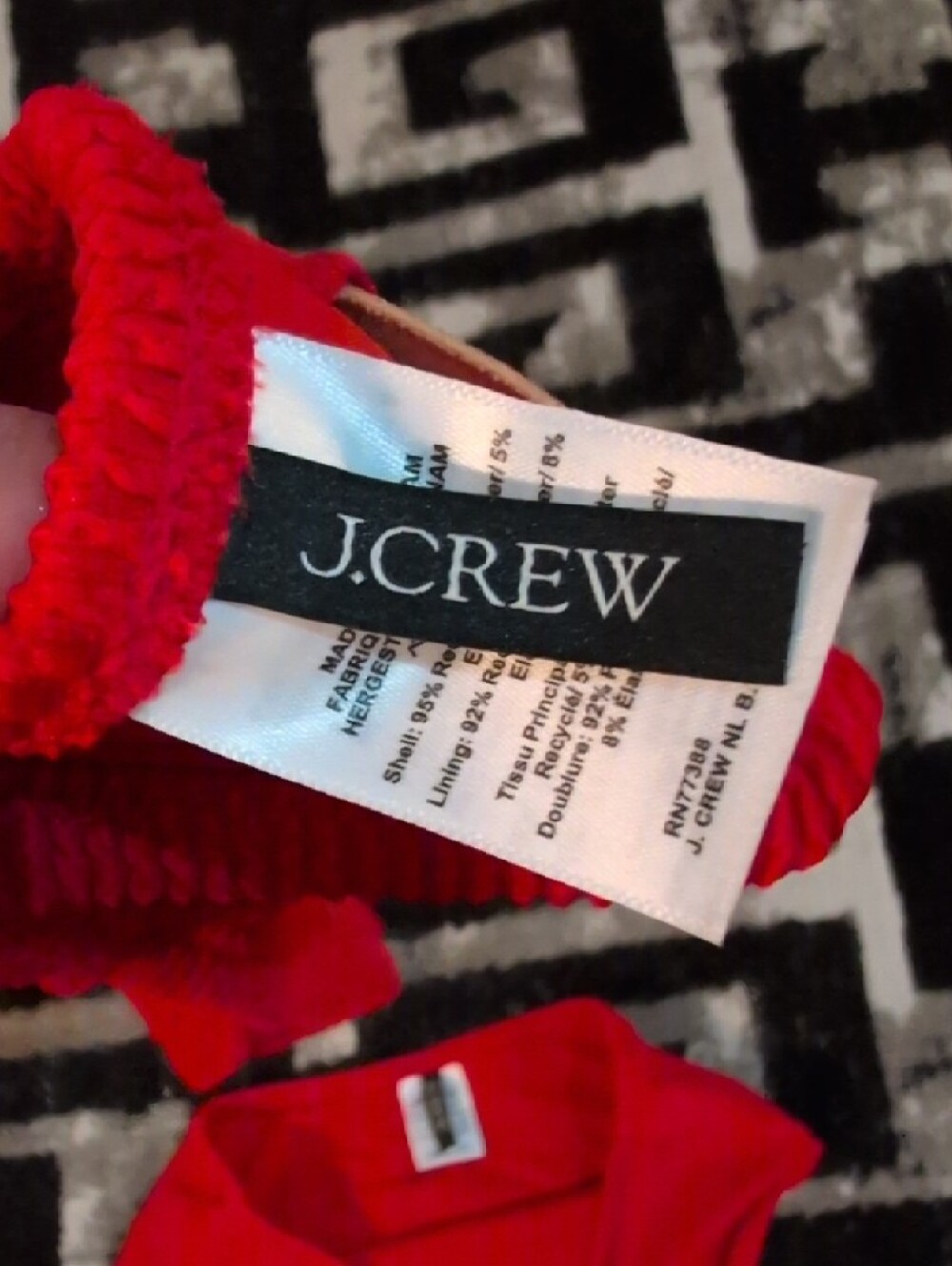 J. Crew Red Ribbed Bandeau Bikini Set with Ring Detail - Picture 6 of 9